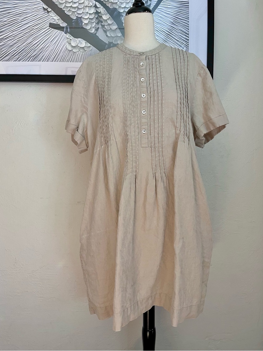 Quince 100% European Linen Short Sleeve Swing Dress
